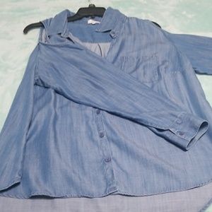 Long sleeve open shoulder button up